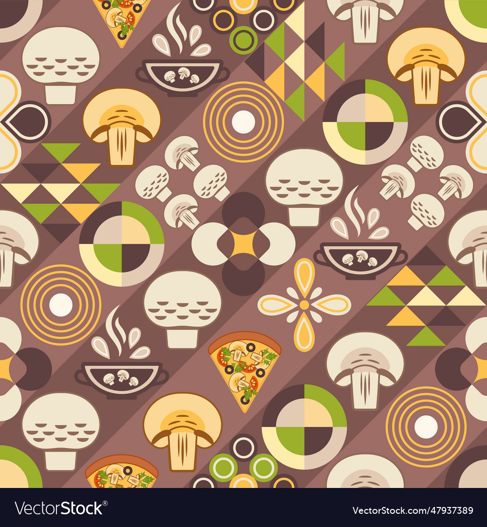 Mushroom pattern in simple geometric style Vector Image Mushroom pattern in simple geometric style