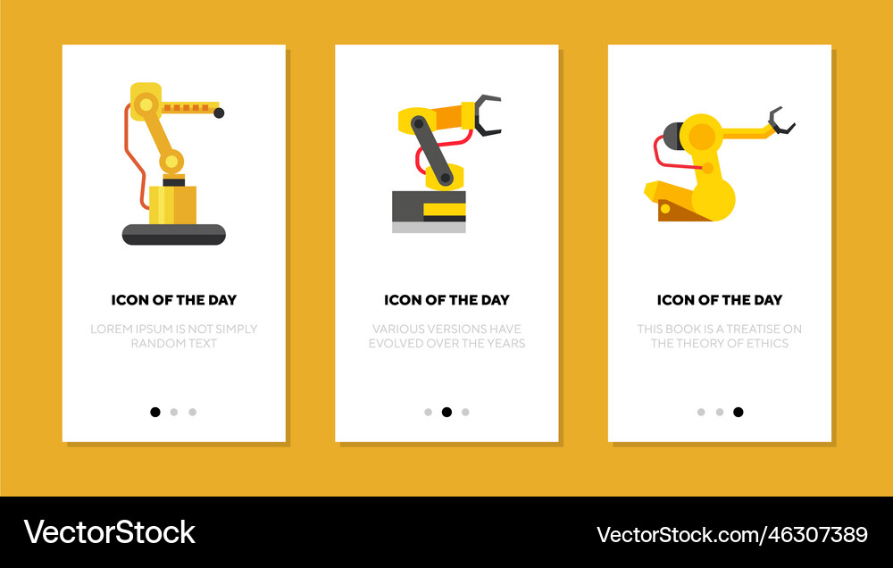 Robotic arm flat icon set Royalty Free Vector Image