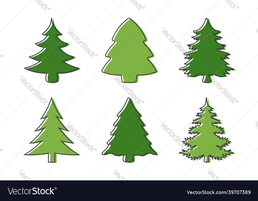 Set of christmas tree design elements