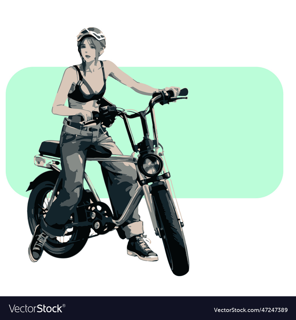 Sexy woman with her bicycle on copy space Vector Image