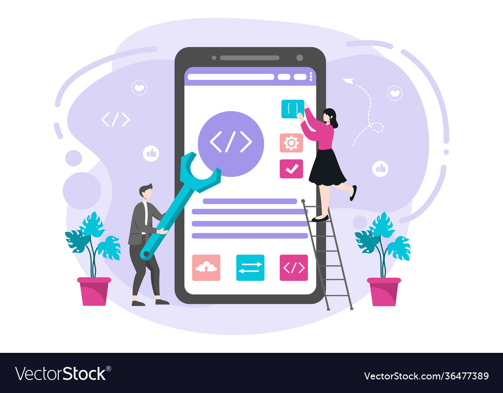 Web development flat for websites programming vector image Web development flat for websites programming