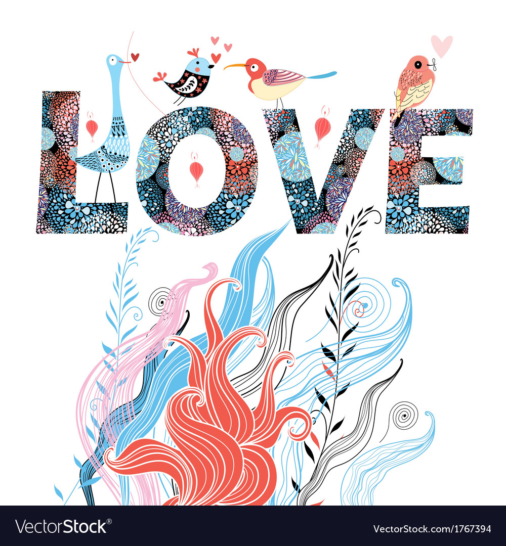 Card with word love Royalty Free Vector Image - VectorStock