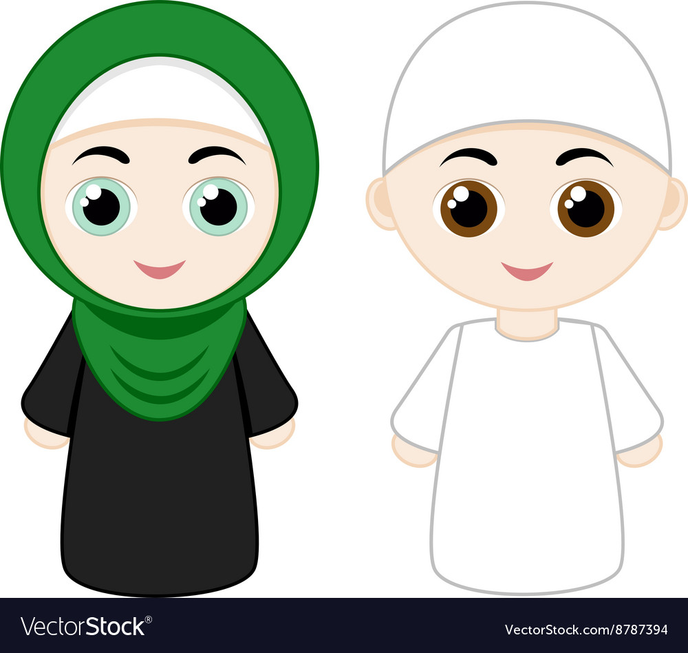 Cartoon muslim couple Royalty Free Vector Image