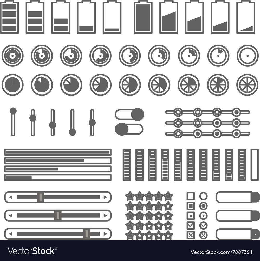 Different interface controls design elements Vector Image