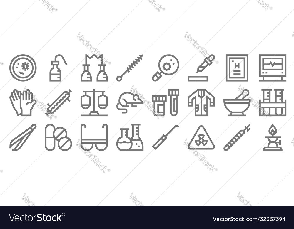 Laboratory line icons linear set quality vector image Laboratory line icons linear set quality