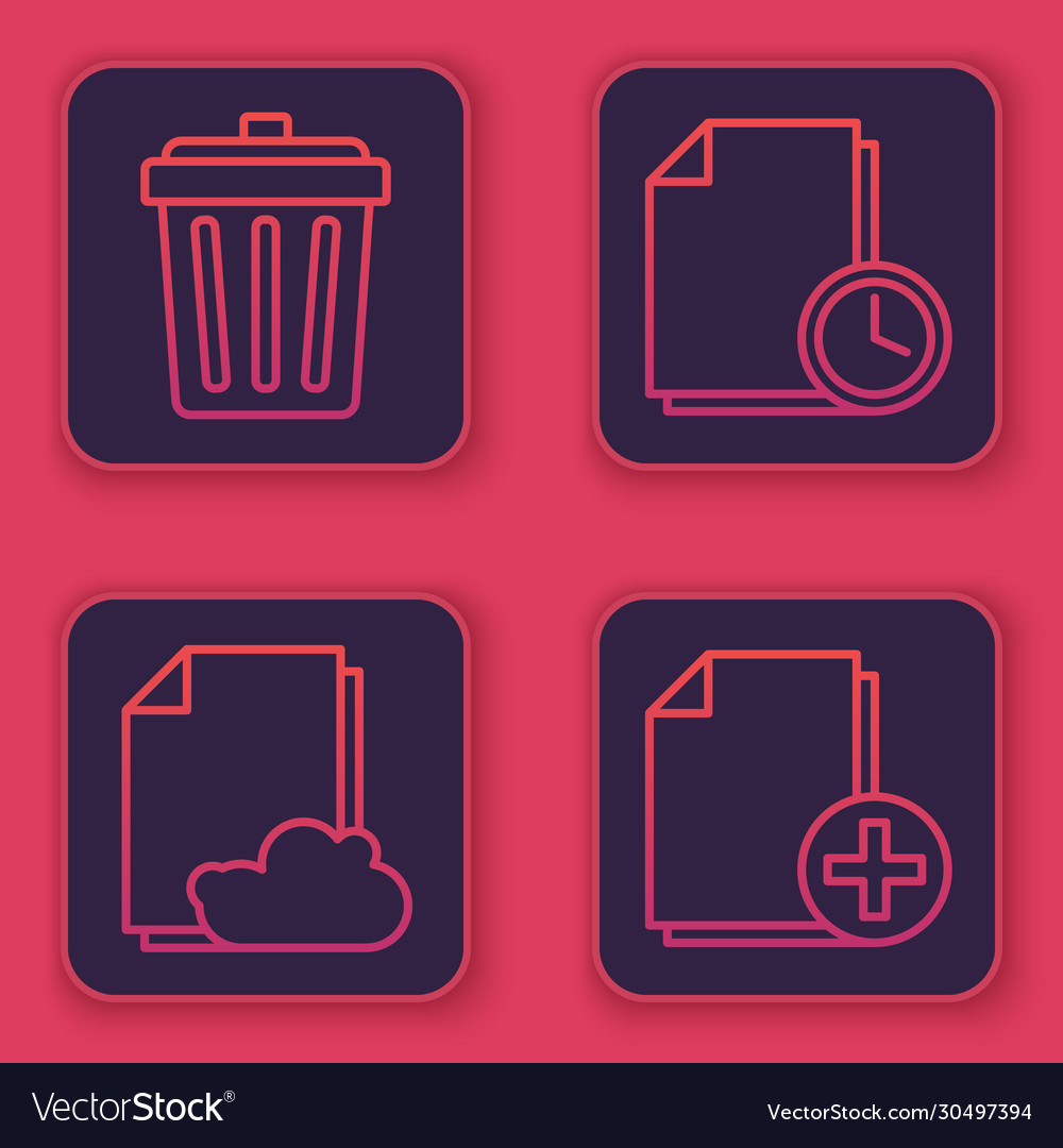 Set line trash can cloud storage text document Vector Image Set line trash can cloud storage text document