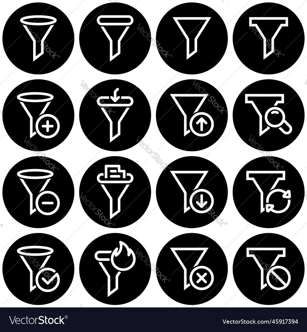 Set of simple icons on a theme filter design vector image Set of simple icons on a theme filter design