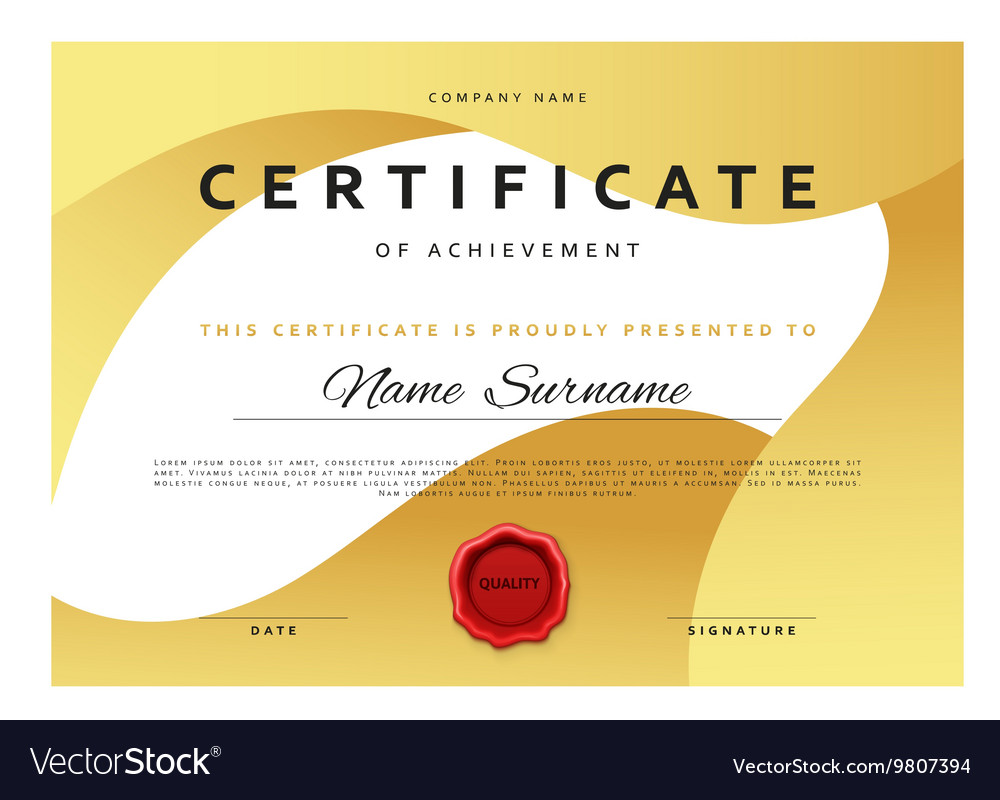 Template certificate design in gold color Vector Image