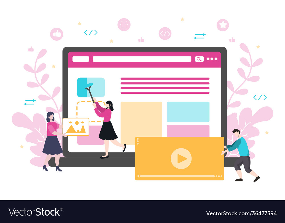Web development flat for websites programming vector image Web development flat for websites programming