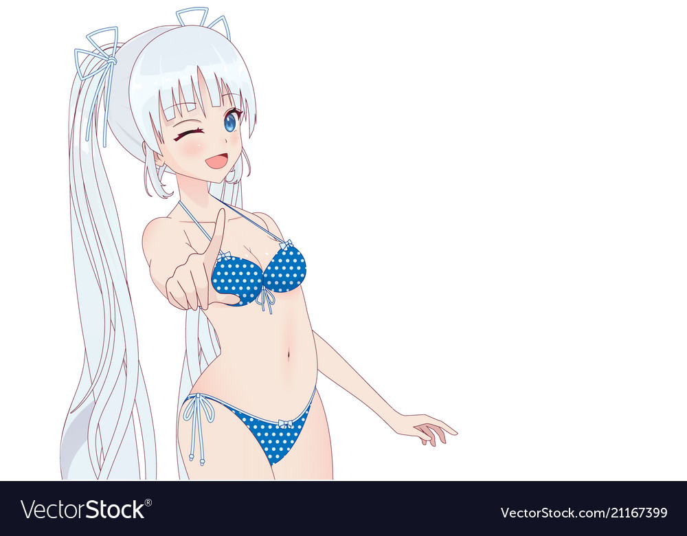 Beautiful Anime Manga Girl In Bikini Royalty Free Vector