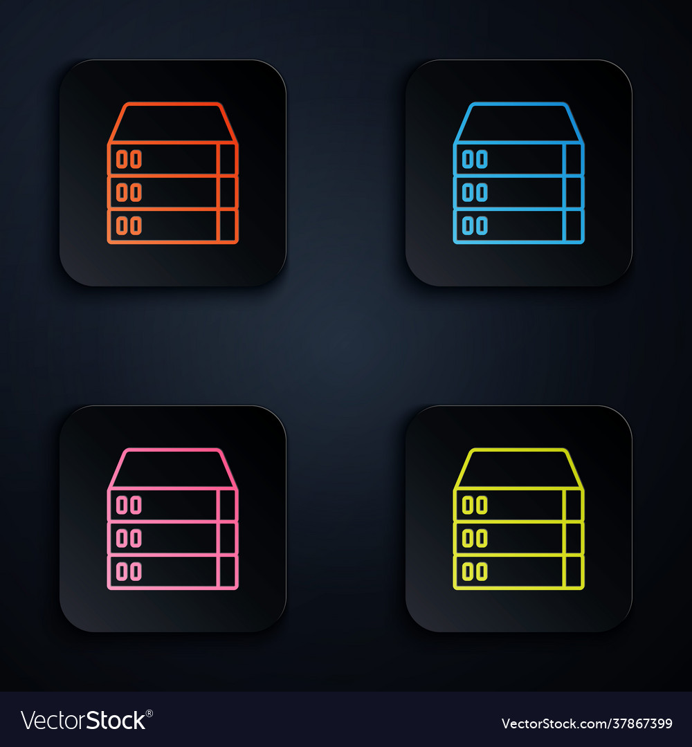 Color neon line server data web hosting icon vector image Color neon line server data web hosting icon