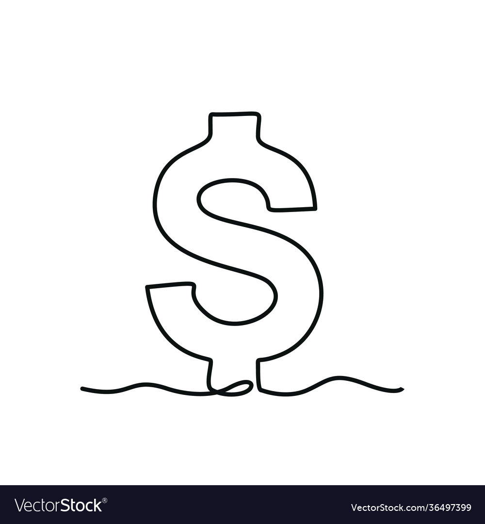 Continuous thin line dollar minimalist money icon Vector Image