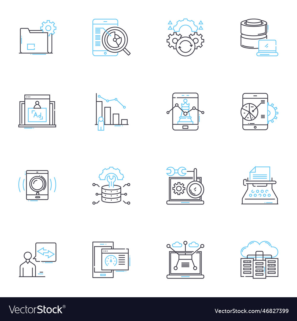Data mining linear icons set association Vector Image Data mining linear icons set association