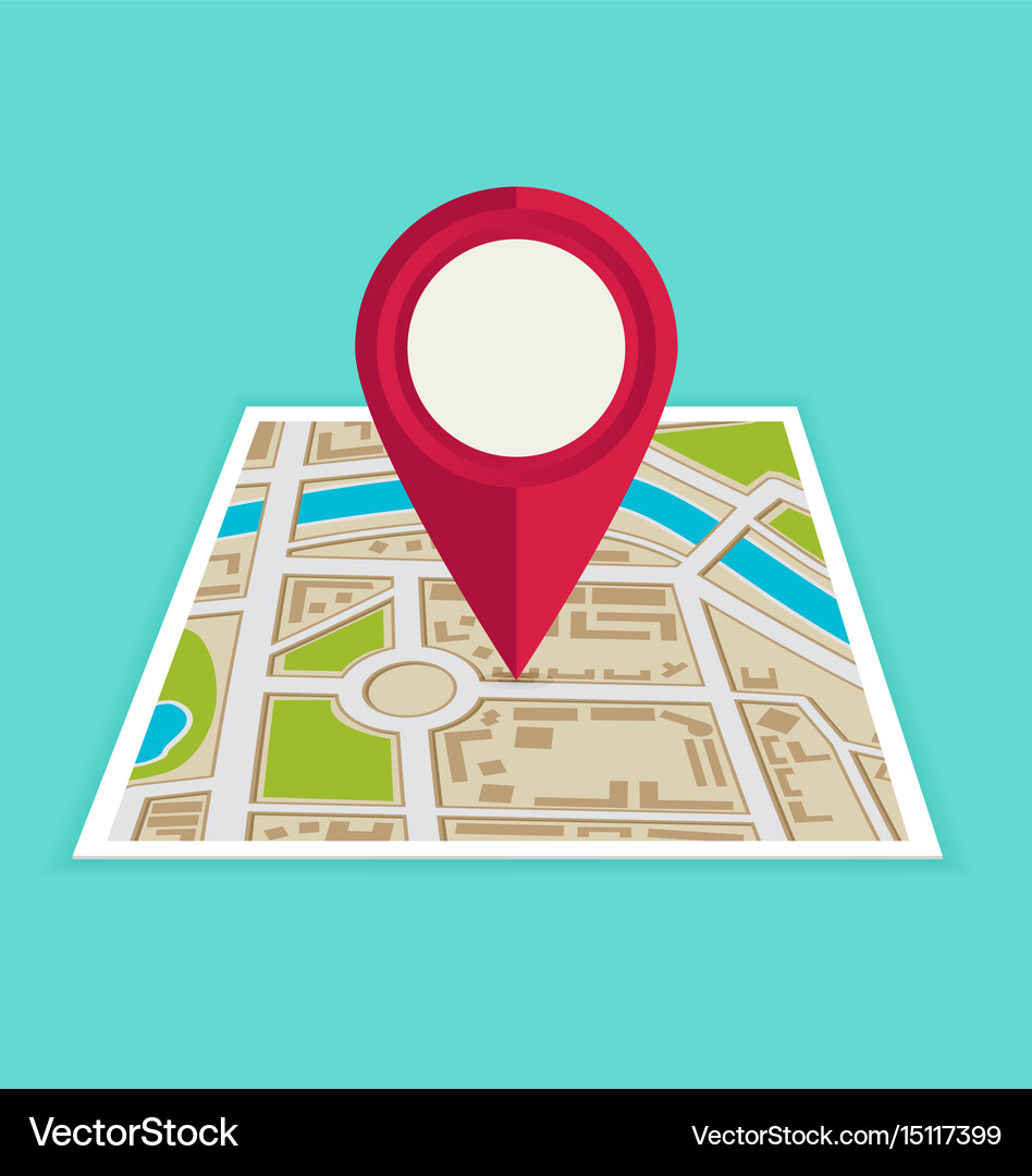 Flat map with pin map pointer icon Royalty Free Vector Image