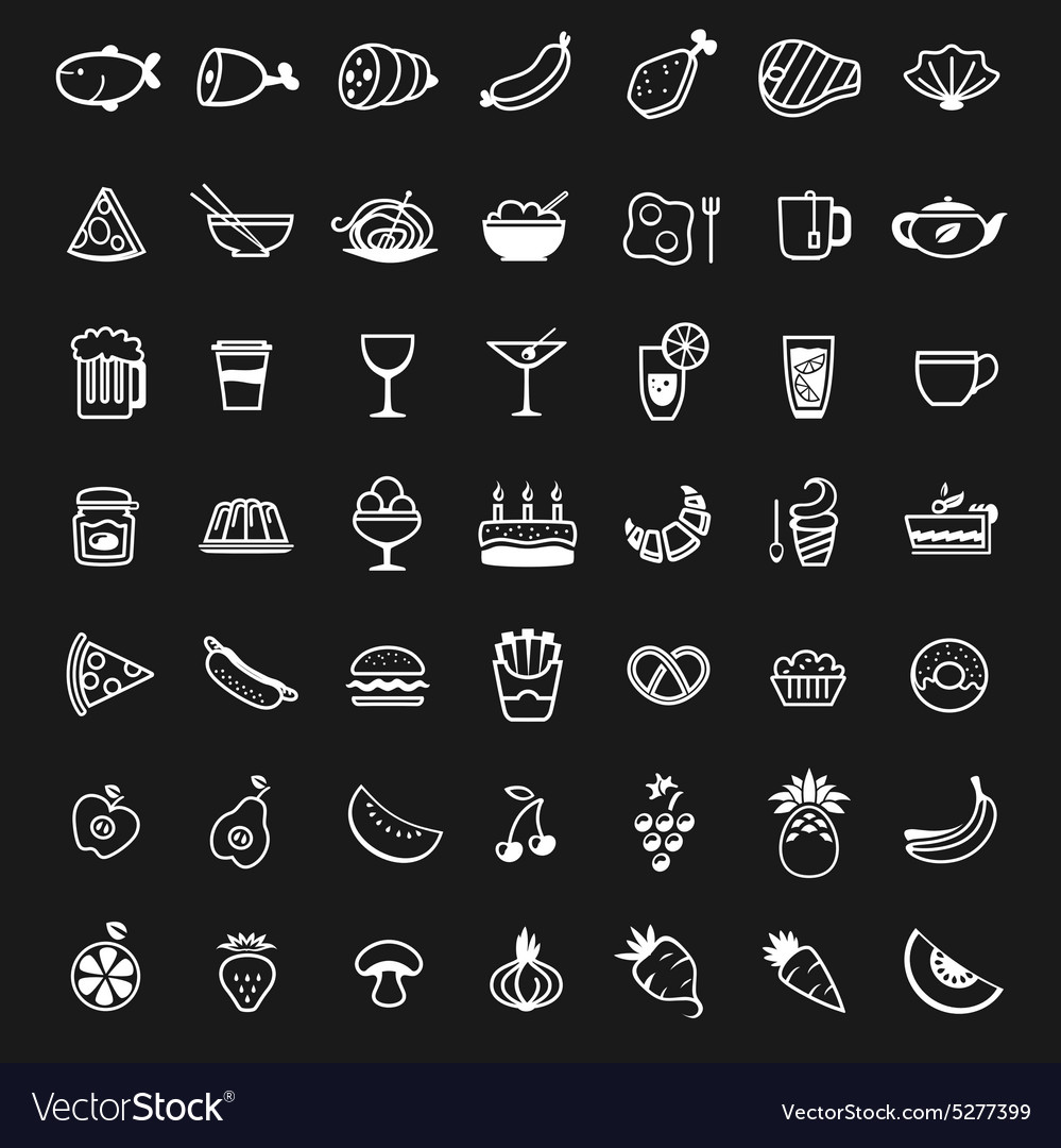 Food icons black Royalty Free Vector Image - VectorStock