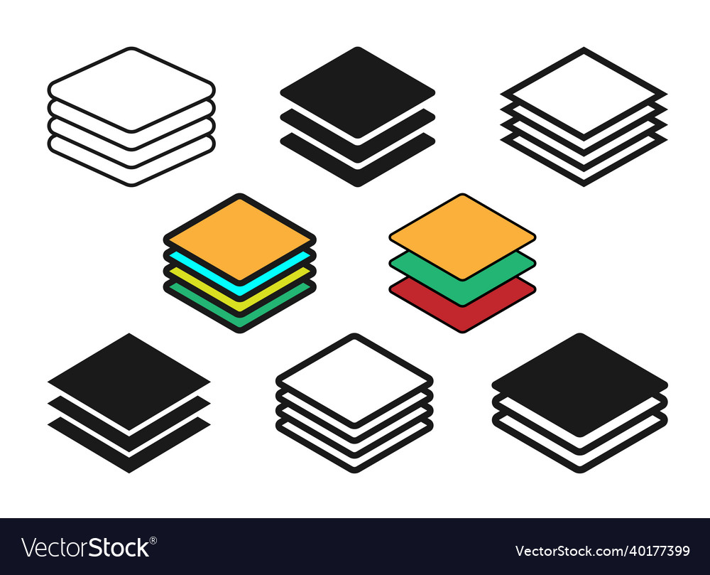 Layer icon set flat icon sign Royalty Free Vector Image