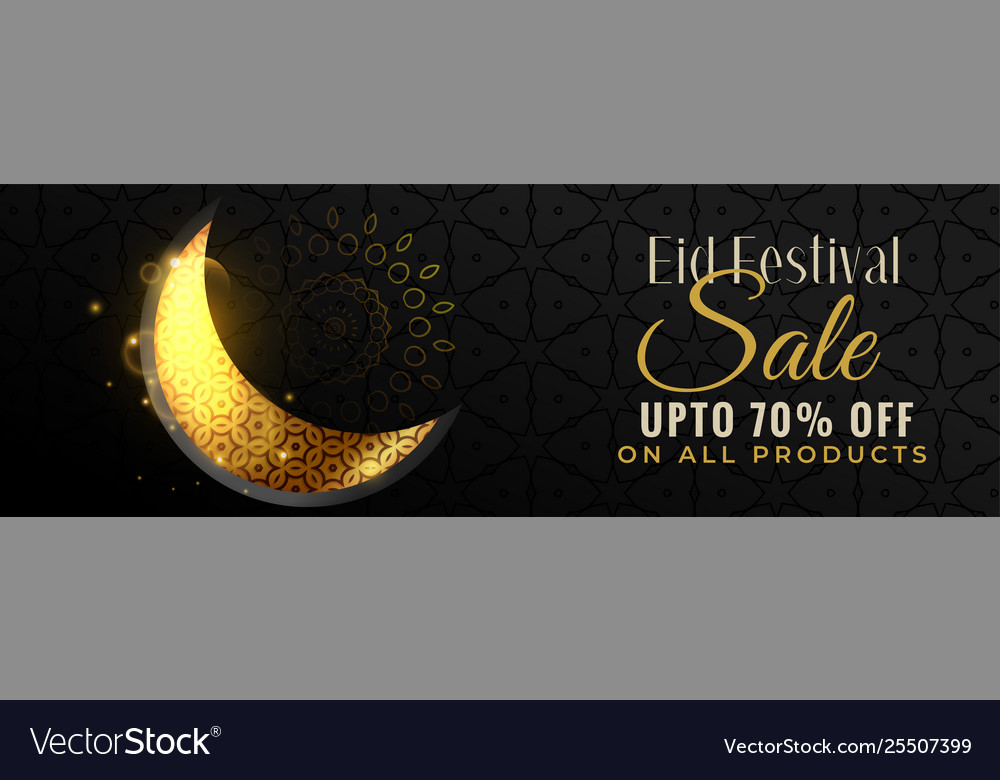 Lovely golden eid moon sale banner design