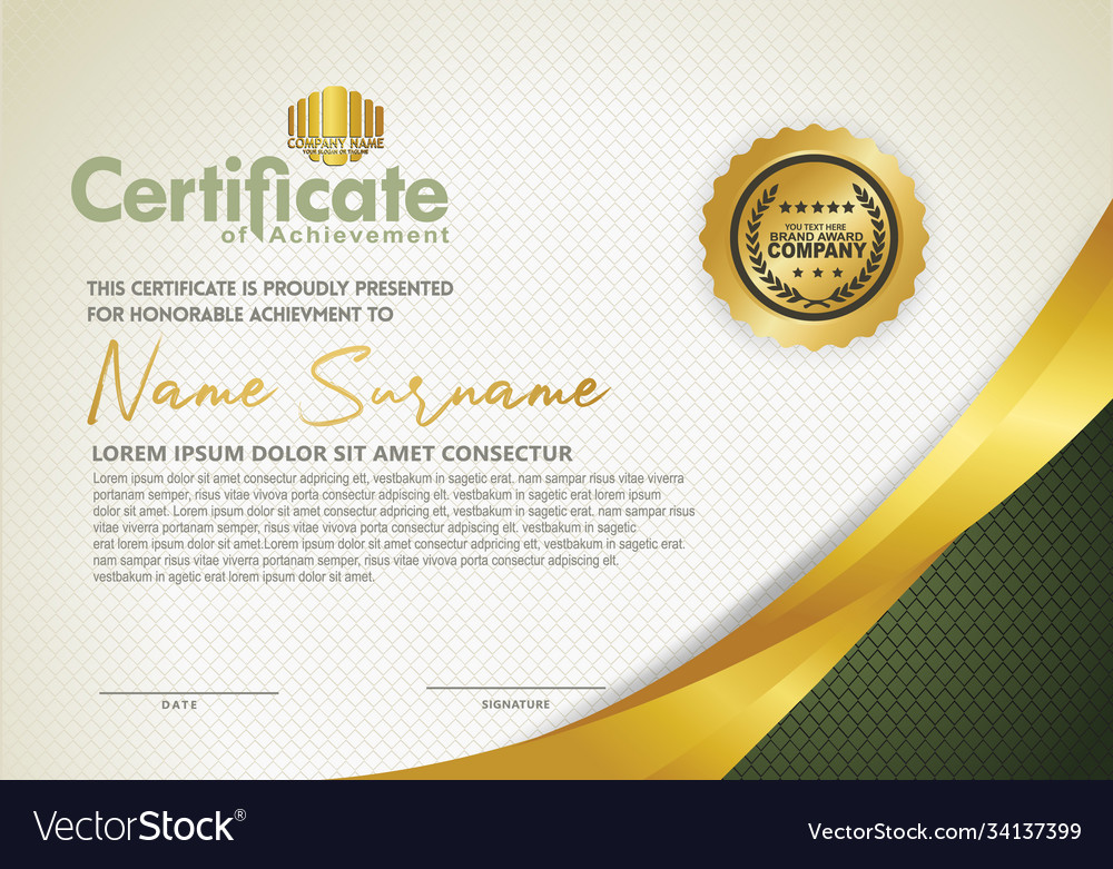 Luxury horizontal certificate template Royalty Free Vector