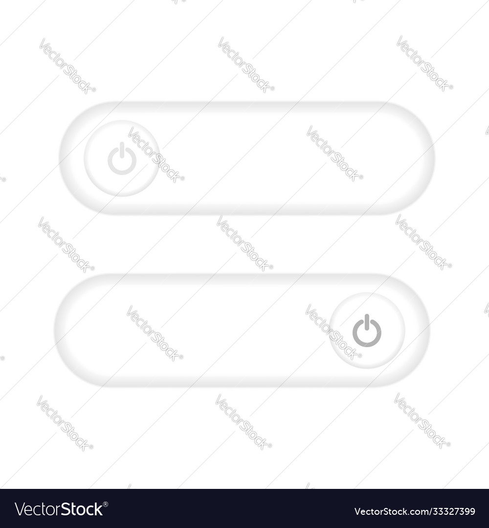 On and off toggle switch buttons white vector image On and off toggle switch buttons white