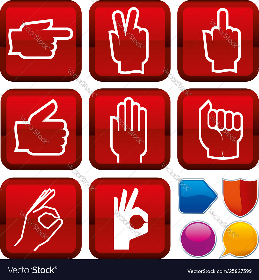 Set gesture hand icons on square buttons