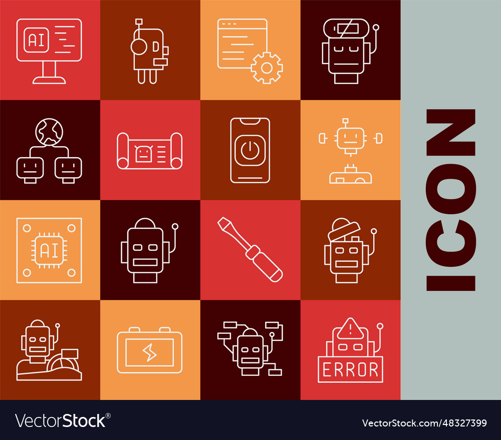Set line error in robot disassembled vector image Set line error in robot disassembled