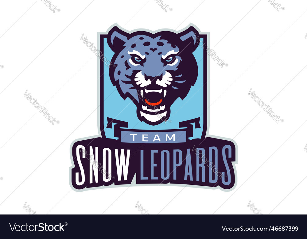 Sports logo with snow leopard mascot colorful Vector Image