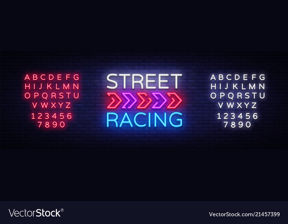 Street racing night neon logo