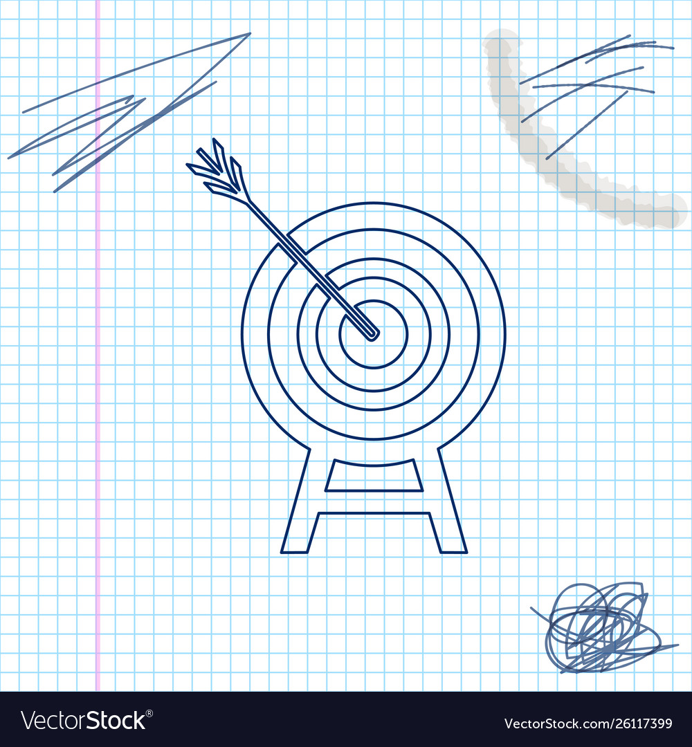 Target with arrow line sketch icon isolated Vector Image Target with arrow line sketch icon isolated