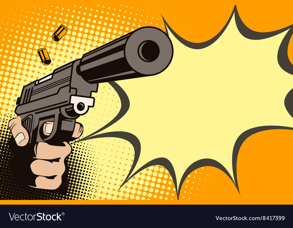 Weapon in hand in style pop art Royalty Free Vector Image