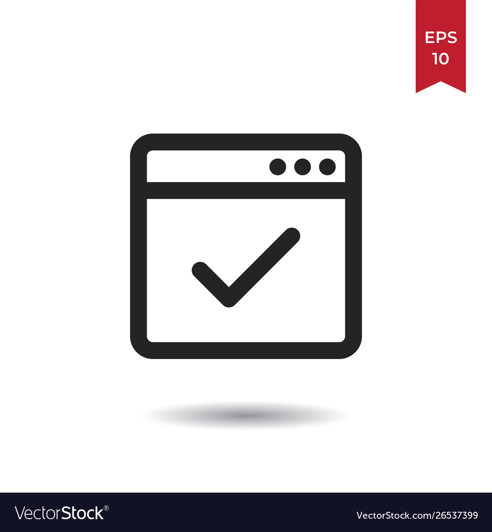 Web browser approve icon vector image Web browser approve icon