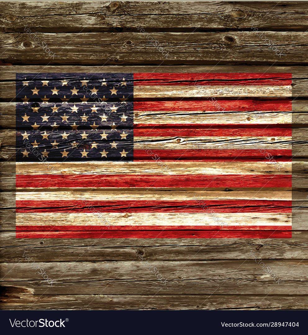Accurate usa flag on old rustic timber wall
