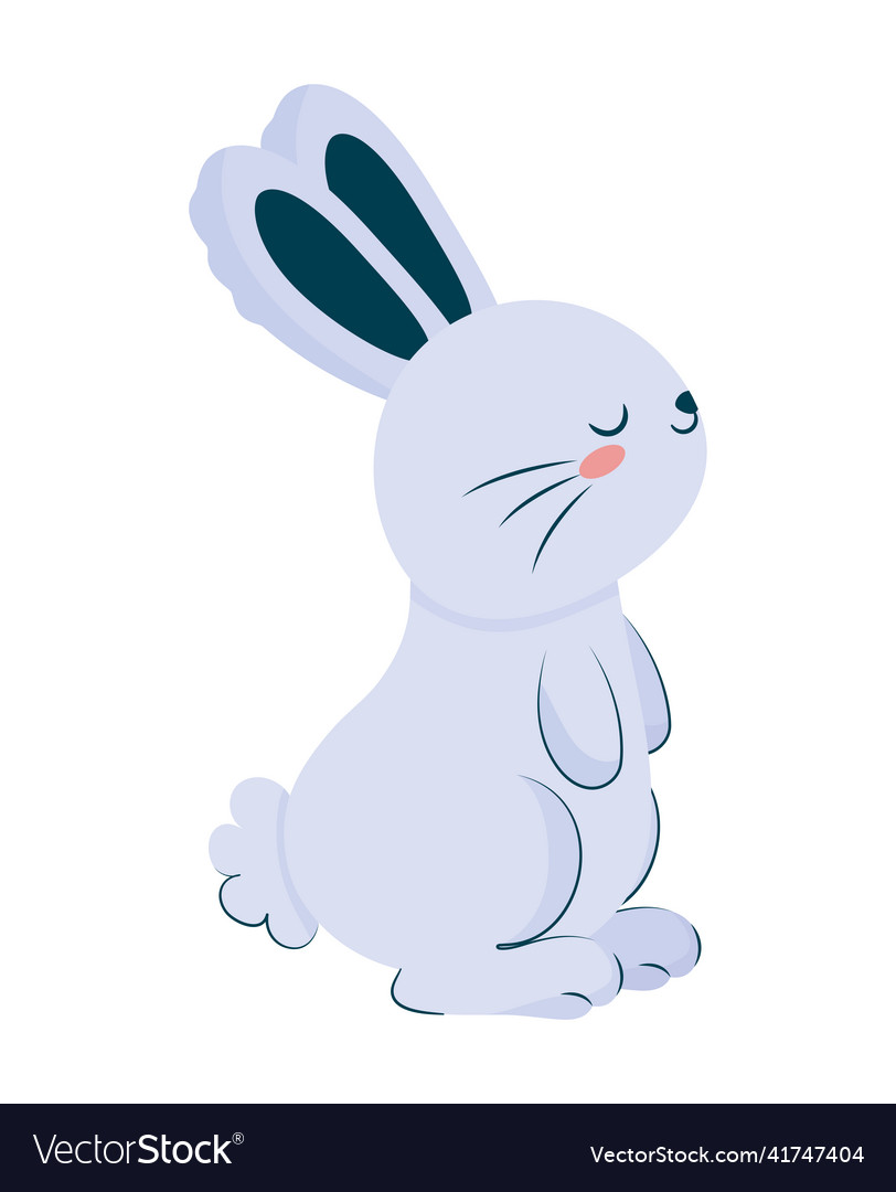 Adorable blue rabbit Royalty Free Vector Image