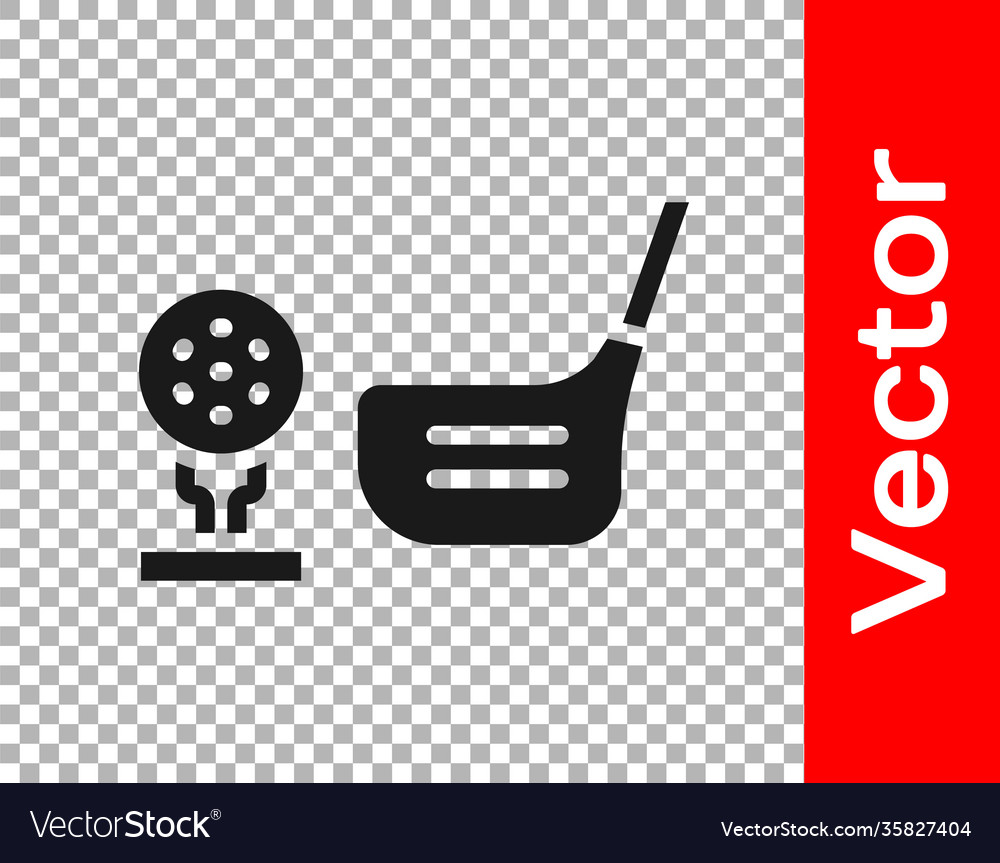 Black golf flag and ball on tee icon isolated vector image Black golf flag and ball on tee icon isolated