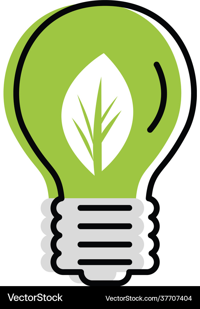 Bulb with leaf Royalty Free Vector Image - VectorStock