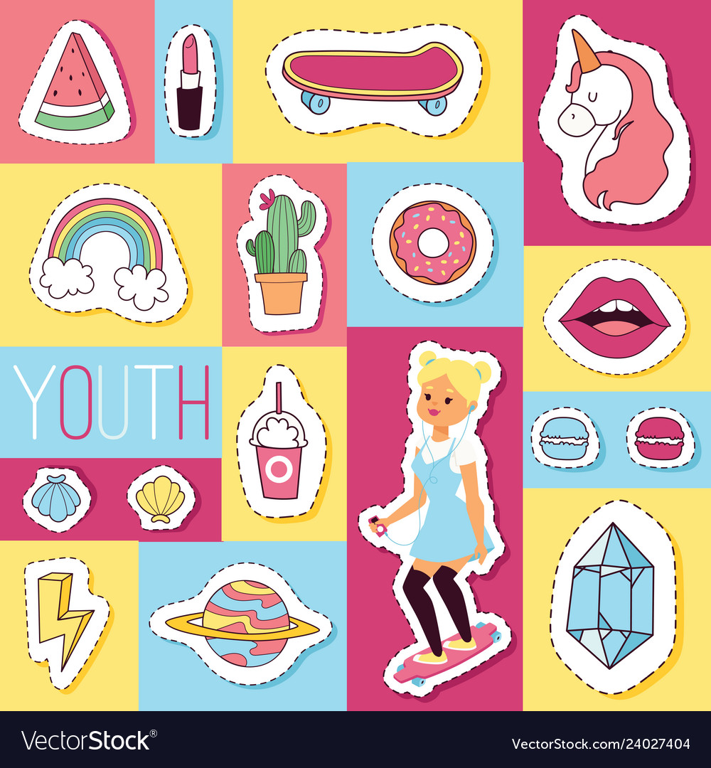 Cartoon seamless pattern girlish vector image Cartoon seamless pattern girlish