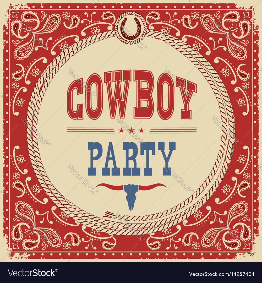 Cowboy party card background Royalty Free Vector Image