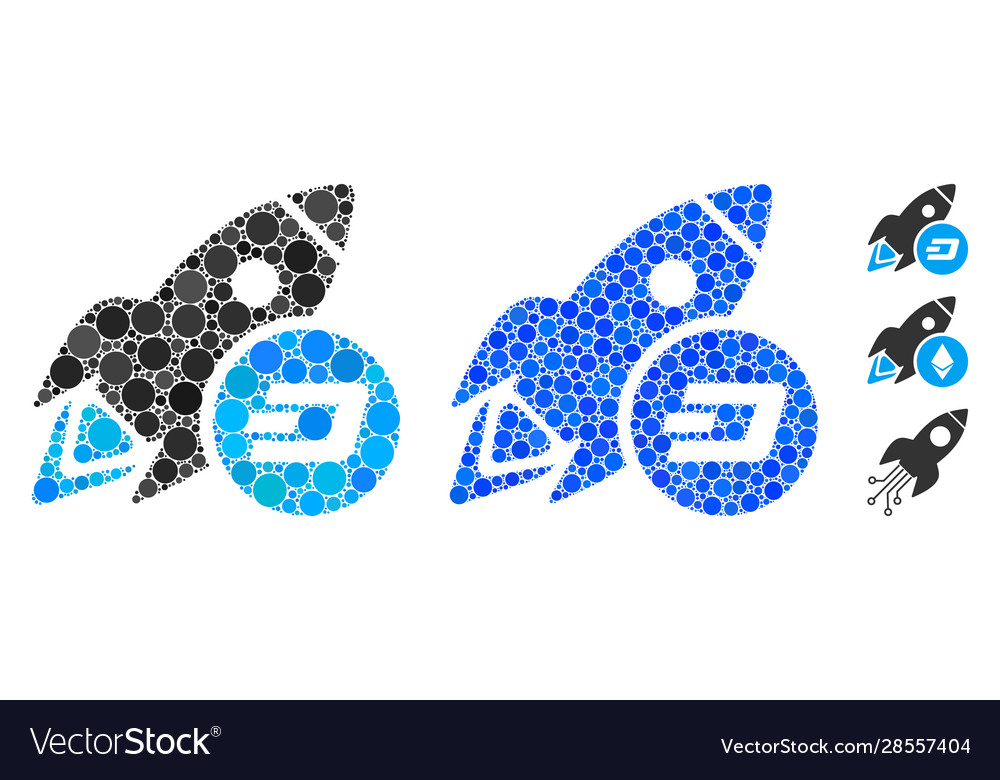 Dash rocket composition icon circle dots Vector Image Dash rocket composition icon circle dots