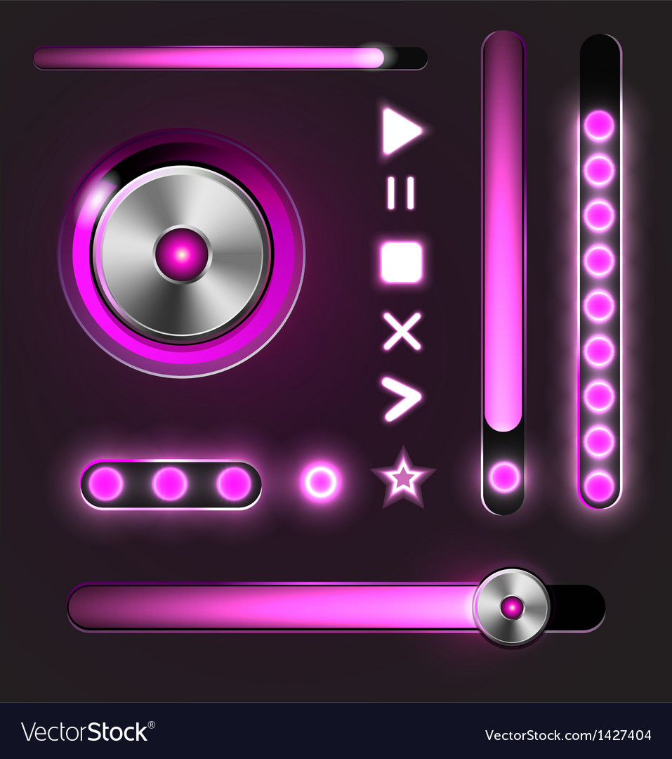 Equalizer and player metal buttons with track bar