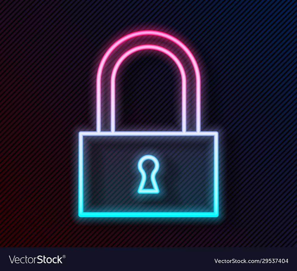 Glowing neon line lock icon isolated on black Vector Image