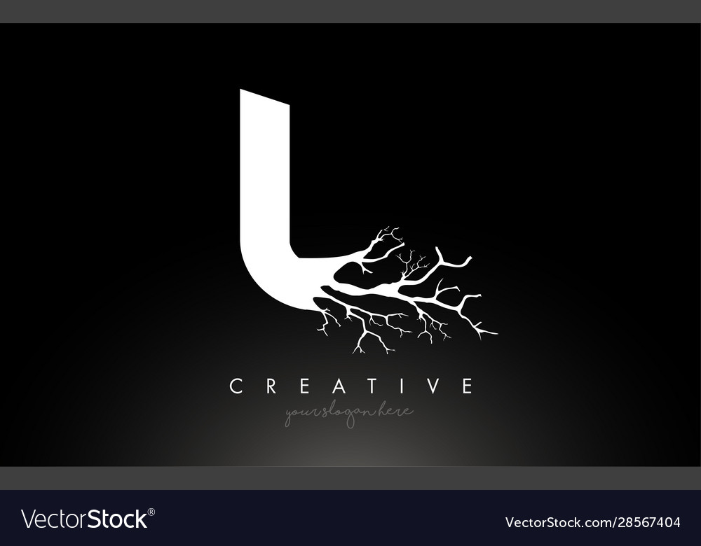 Letter l design logo with creative tree branch
