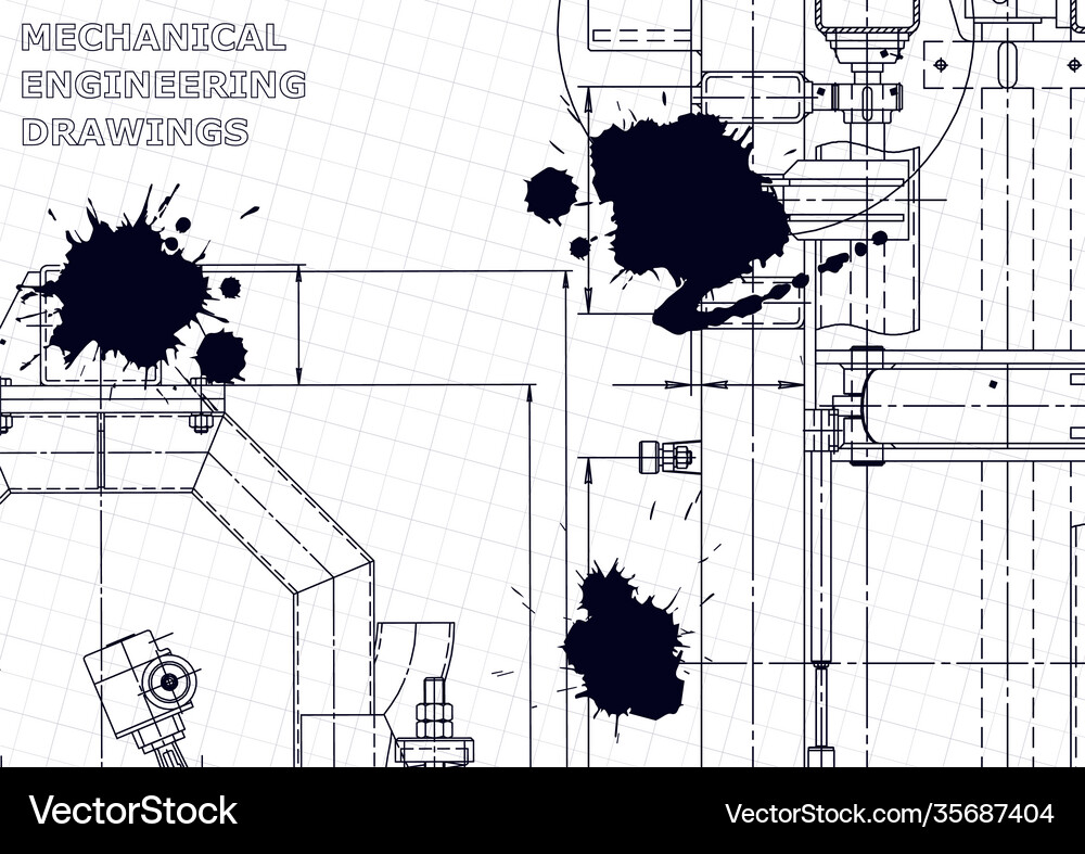 Mechanical engineering drawing machine-building Vector Image