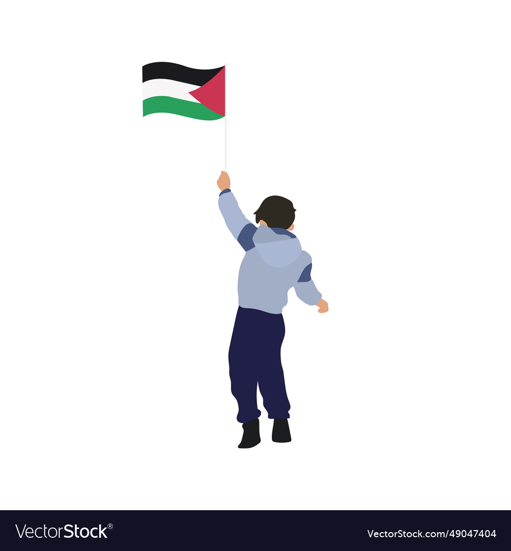 Palestinian boy with country flag Royalty Free Vector Image