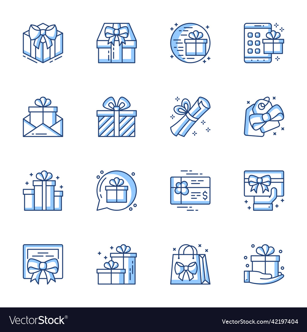 Presents line icons set Royalty Free Vector Image