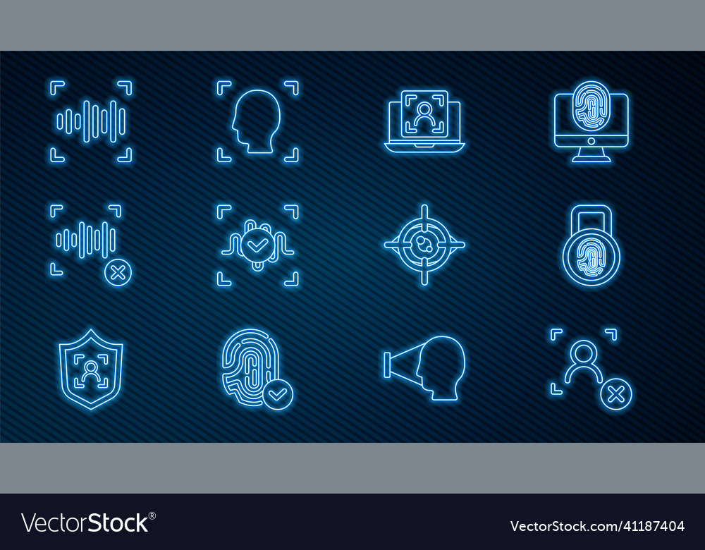 Set line rejection face recognition fingerprint vector image Set line rejection face recognition fingerprint