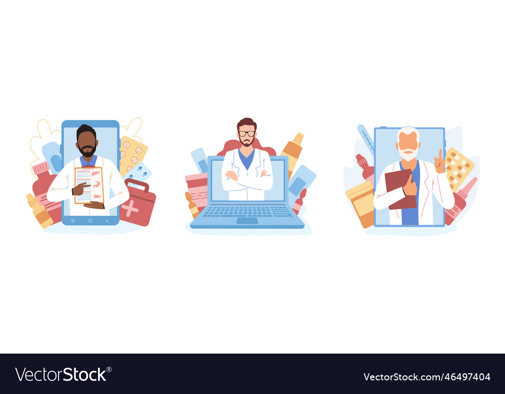 Set of different cartoon characters men working Vector Image Set of different cartoon characters men working
