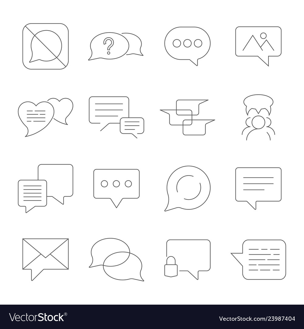Set of message line icons contains