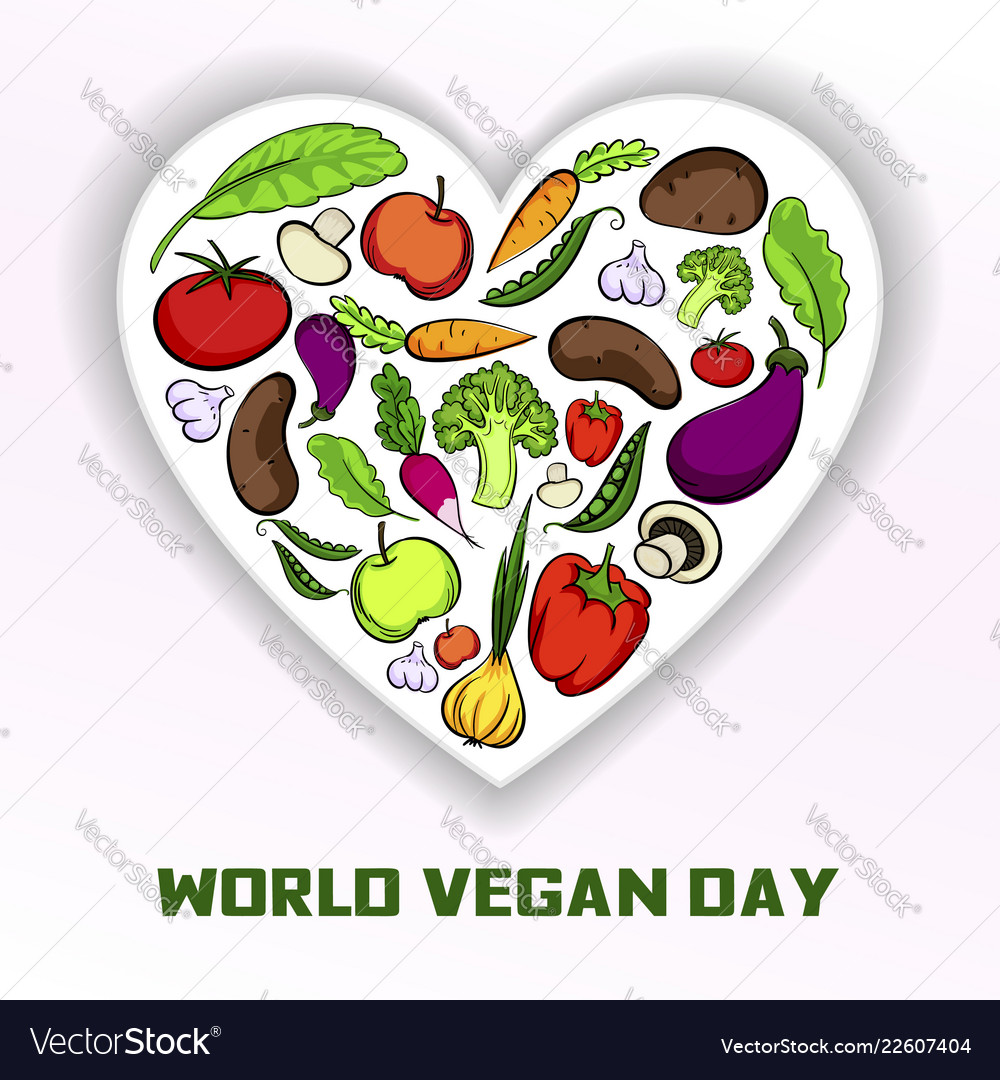 World vegan day concept background cartoon style Vector Image