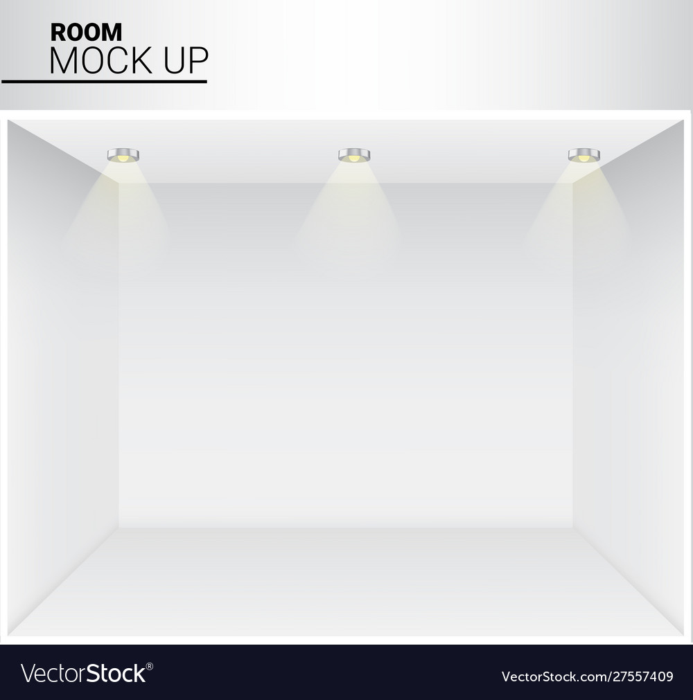 3d mock up realistic white empty room with light