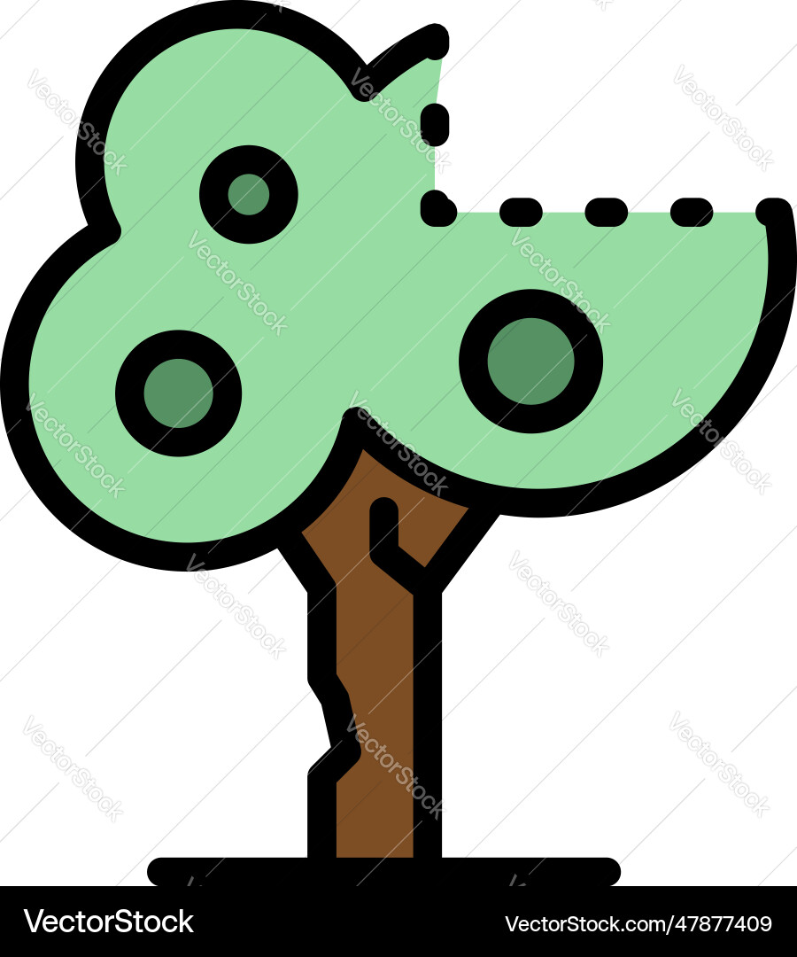 Arborist tree icon flat Royalty Free Vector Image