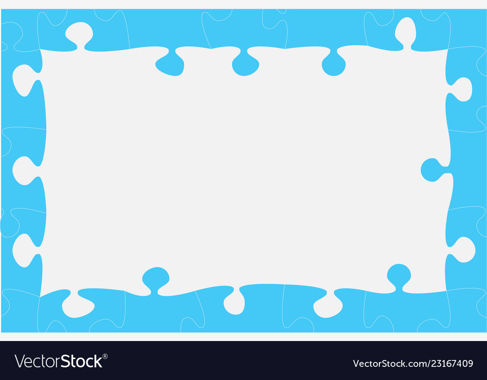Blue Frame Pieces Puzzle Jigsaw Banner Royalty Free Vector
